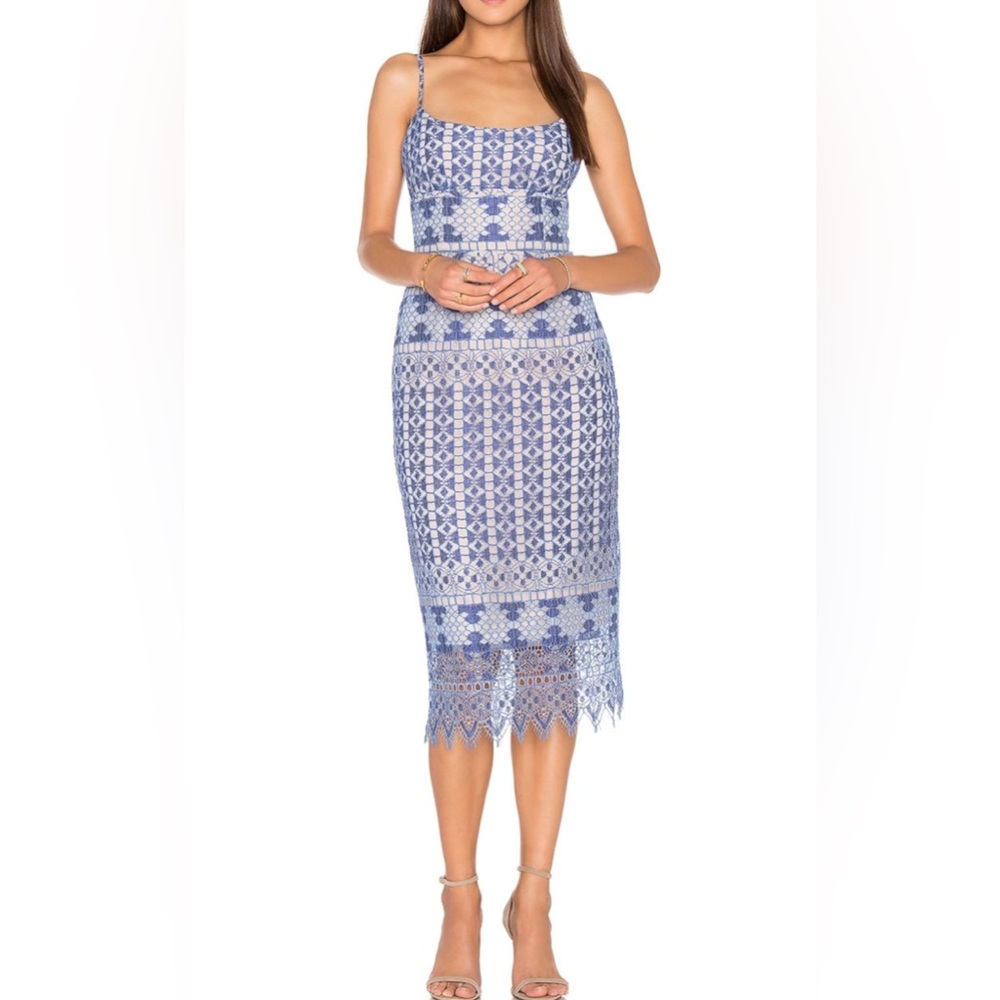 BCBGMaxAzria Alese Geometrical Lace Midi Dress